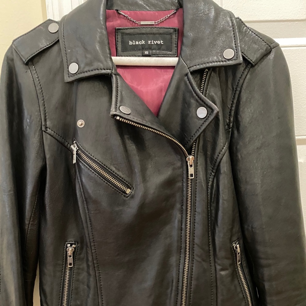 Black Rivet leather jacket XS